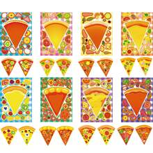 24pcs DIY Pizza Stickers For Kids, Christmas Party Stickers, Parent-Child Interactive Puzzle Toy, Brain Development, Holiday Party Gift, Gift Wrapping Stickers, Kindergarten Toy, Home Decor, Stick On Table, Notebook, Balloon, Suitcase, Refrigerator, Etc. - Mixed Color - View 3