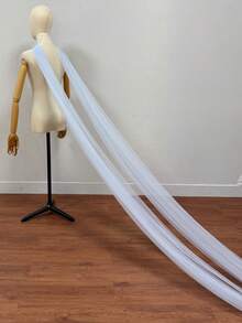 1pc White Bridal Tulle Minimalist Scarf Shawl, Off-Shoulder Cape Accessory For Wedding Dress - Multicolor - View 11