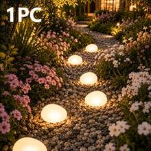 New Solar Pebble Light – Outdoor Landscape Light With Realistic Stone Design. Ambient Lighting For Courtyards, Patios, And Pathways; Suitable For Gardens, Terraces, Walkways, And Lawns. Warm White Solar Stone Light – Outdoor Decorative Lighting. - Stone Lamp - View 1