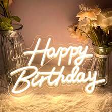 1pc Happy Birthday LED Neon Sign, Acrylic Material, Holiday Wall Decor, Suitable For Home Party And Dorm Room Wall Decoration, USB Powered, Ideal Choice For Birthday Party Theme - Happy Birthday Light Board - View 3