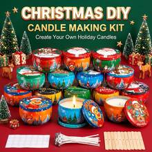 HIZTGHC 50pcs Christmas DIY Candle Making Kit For Beginners, 10 Random Pattern Empty Candle Jars With Lids, Includes Candle Wicks, Wick Holders And Wick Stickers, Handmade Candle Making Materials For Holiday Decoration And Gifts - Christmas 50Pcs/set - View 11