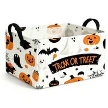 1PC Halloween Trick Or Treat Storage Basket With Handles, Multi-Functional Storage For Clothes And Sundries, Home Decor, Room Decor, Bedroom Decor, Halloween Decor - Multicolor - View 6