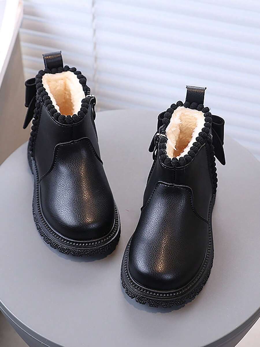 1 Pair Kids Autumn/Winter New Girls Soft Sole Fashion Versatile Outdoor Anti-Slip Warm Ankle Boots - Black - View 1
