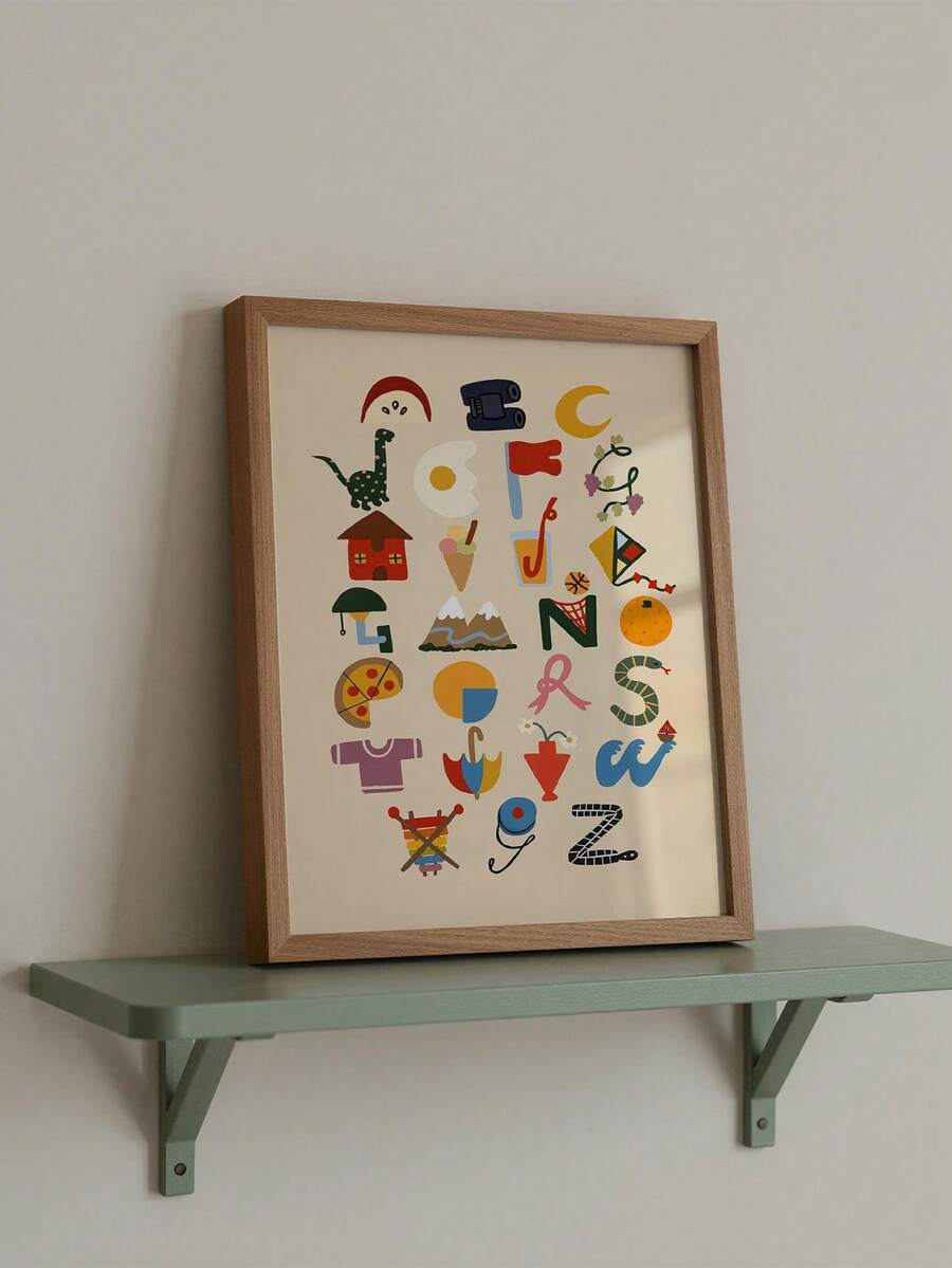 1pc Alphabet Chart Print, Children's Alphabet Wall Art Nursery Decor Nursery Educational Learning Fun Classroom Print Canvas Wall Art Posters For Room - Multicolor - View 1
