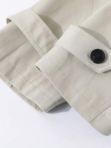 Manteau trench premium style coréen début d'automne avec écharpe, manteau ample unique à double boutonnage décontracté pour le port quotidien et les voyages, printemps/automne - Nude - Voir 6