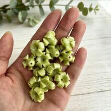 10顆可愛短毛蓬鬆 Puakenikeni 花朵珠，樹脂與合成珊瑚粉 Puakenikeni 珠，夏威夷花朵珠，16x13mm - 10件裝-短款 Puakenikeni 珠子 - 查看 14