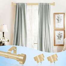 1PC Gold Shower Curtain Rod, 1 Inch Diameter Heavy Duty Modern Adjustable Telescoping Curtain Rods, End Caps Feature A Layered Design, Suitable For Bedroom, Bathroom And Multi-Scene Use - Gold-1pc - View 2
