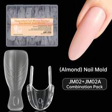 120pcs/Box Sandwich Nail Tips Double-Sided Nail Molds Short Oval Almond Shape Reusable French Guide Line 15 Sizes Nail Extension Molds Nail Salon DIY Nail Tools - Multicolor - View 8