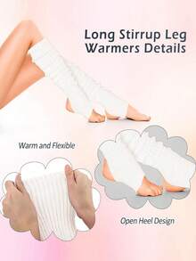 1 Pair Women Ribbed Knit Cutout Leg Warmers, Soft Stretch Slouchy Solid Leg Covers, Y2K Style Leg Warmers For Fall Winter Daily Wear - Multicolor - View 11