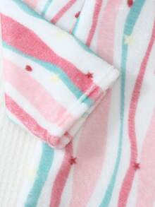 2pcs/Set Women's Winter Camouflage Striped Thermal Lined Thick Round Neck Long Sleeve Pants Soft Comfortable Pajama Set - Pink - View 4