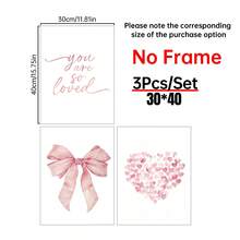 Set Poster Seni Dinding Modern 3 Bagian, Dekorasi Ruangan, Set Dekorasi Rumah, Seni Kanvas Abstrak, Cocok Untuk Kamar Tidur Dan Ruang Tamu - Pola Kupu-kupu, "Kamu Sangat Dicintai", Pola Hati, Pita Merah Muda, Gaya Minimalis, Latar Belakang Putih, Gaya Seni Modern, - 3 buah - View 14