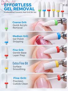 DeDryDS 6pcs Nail Drill Bits Set, Suitable For Nail Enhancement And Foot Care, Electric Nail File, Cone-Shaped Drill Bits For Removing Nail Polish/Gel And Dead Skin - Multicolor - View 3