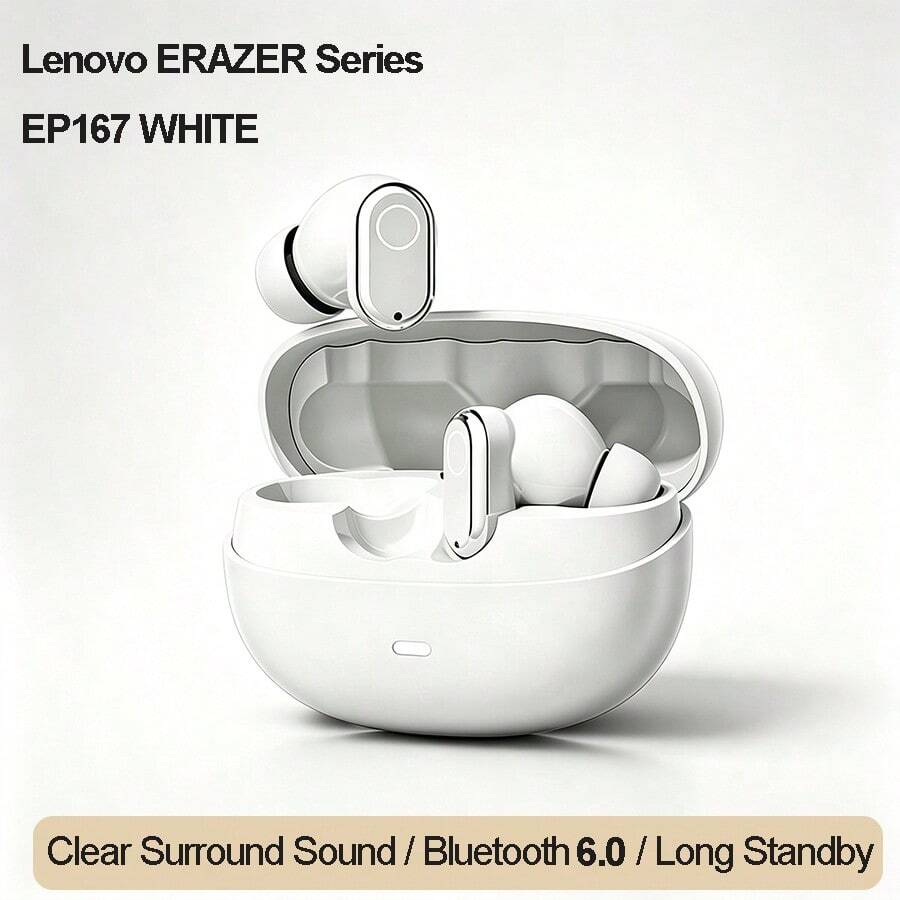 Lenovo 藍牙耳機 ENC 降噪 長續航 耐用 防水 TWS 無線入耳式 Air Pods 耳機 適合跑步運動睡眠 佩戴舒適不痛耳 原裝 Lenovo 藍牙耳機 - 櫻花白 - 查看 1