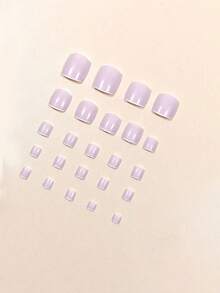 24入組短方形兩色假腳趾甲& 附送1張膠帶&1支指甲檔腳部裝飾套裝美甲工具 - 彩色 - 查看 2