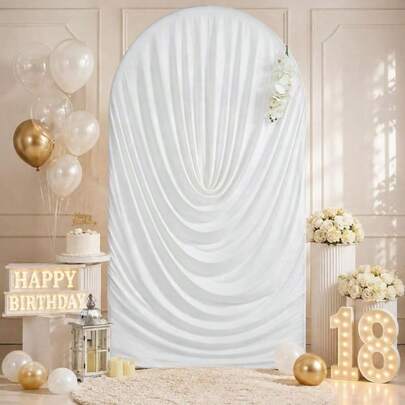 Nueva cubierta de arco plisada con efecto de ondas de agua elástica, tela elástica de doble cara, cubierta de marco de fondo de arco para boda, cumpleaños, baby shower, decoración de fiesta de fondo fotográfico, tela artesanal, decoración de arco fotográfico de fiesta (Marco no incluido)