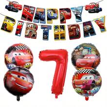 Disney McQueen Flag Aluminium Foil Ball Decoration Set, Red Numbered Family Party Decorations And Wall Decor Props - View 19