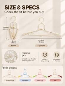 10pcs/5pcs Retractable Hangers, Universal For Baby, Children And Adults, Foldable Portable Adjustable Clothes Hangers, Space-Saving Closet Storage Rack, Suitable For Travel, Business Trip, Camping, Newborn, Infants And Adults Clothing - Multicolor - View 5