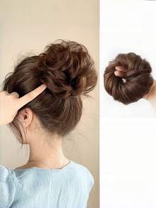 Curly Hair Bun Wig, Hair Padding, Top Bun, Back Bun, Voluminous Floral Bun - Multicolor - View 10