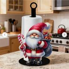 2D Flat Christmas Hat Red Scarf Gingerbread Man & Hot Drink Cup Printed Paper Towel Holder, Acrylic Material Vertical Roll Paper Storage Rack, Kitchen Dining Table Decor Ornament, Easy Installation, Suitable For Christmas Party Home Room Decoration (Paper Towel Not Included) - View 14