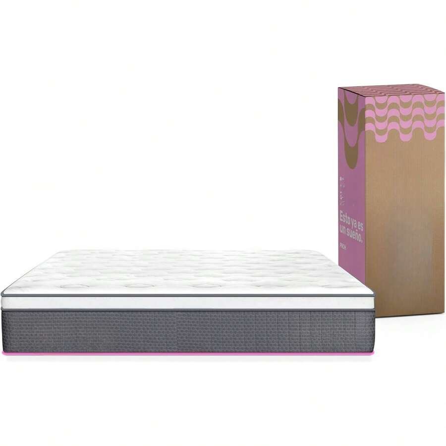 Colchón Individual Híbrido 28 cm 190x100x28 cm |   Muelles ensacados + Espuma viscoelástica con Eurotop |   Firmeza Media Hipoalergénico y Antiácaros |   Colchón en Caja con 5 Años de Garantía |   para Dormir Mejor