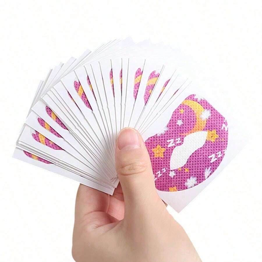 90 miếng băng dán miệng bằng vải co giãn đục lỗ hình oval, băng tập thở cho người lớn, băng dán tự dính, thoáng khí và thoải mái, độ bám dính mạnh, dễ gỡ, phù hợp cho nam và nữ, giúp ngủ ngon hơn, quà tặng Halloween và Giáng Sinh - Nhiều kiểu dáng - Xem 1