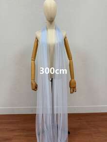 1pc White Bridal Tulle Minimalist Scarf Shawl, Off-Shoulder Cape Accessory For Wedding Dress - Multicolor - View 19