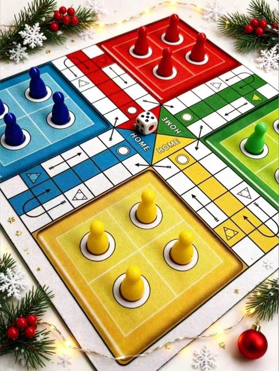 1pc-LUDO Classic Dice Game, Suitable For 2-4 Players Travel, Interactive Board Game, Perfect For Family Game Night