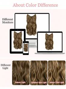 Invisible Wire Hair Extensions Honey Brown With Highlights Long Wavy Hair Extensions With Transparent Headband Fish Line Secret Hairpieces For Women - Piano Color - View 7