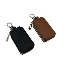 1pc Simple And Portable Car Key Bag Leather Key Protection Case Anti-Loss Universal Key Holder With Waist Strap And Grained Texture - Multicolor - View 6