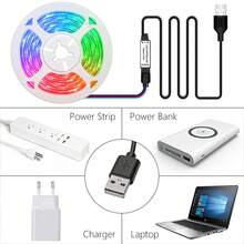 Multi-Color RGB LED Tape Light, 44 Keys Remote Controller, USB Powered, Self-Adhesive Cuttable Strip, Ideal For Halloween, New Year, Bar & Room Ambient Lighting - 44KEY 3535 - View 4