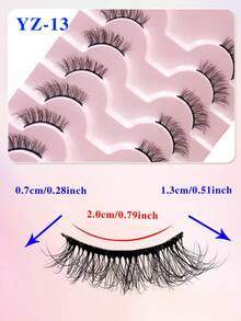 ENCHUW 8 Pasang Bulu Mata Setengah Alami, Bulu Mata Cat Eye Batang Lembut Tipis, Bulu Mata Palsu Ringan - Hitam - View 2