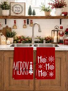 2 buah Handuk Dapur Minimalis Motif Salju, Permen, Pohon Natal, Ukuran 40*60cm, Bahan Mikrofiber Lembut, Cocok untuk Dapur Rumah, Restoran, Aktivitas Luar Ruangan, Berkemah, Pembersih Meja, Kain Lap Piring, Handuk Tangan, Aksesoris, Handuk Dapur Tema Liburan Natal Musim Dingin, Hadiah Liburan - MultiWarna - View 5