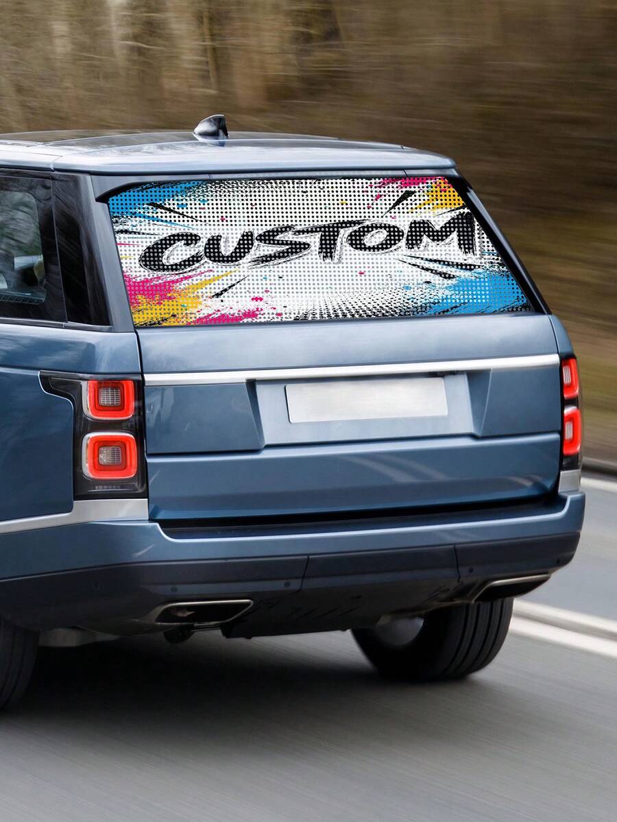Customized One-Way Vision Rear Window Sticker, Suitable For SUV, Truck, RV, Car Rear Window, Store Window, Self-Adhesive, Waterproof, UV Resistant, Can Upload Logo, Image, Text And Other Files For Printing - Multicolor - View 1