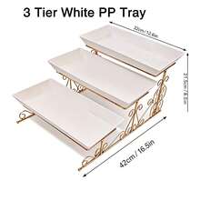 Fanser Gold Iron 3-Tier Cake Stand With 3 White Plastic Trays - View 2
