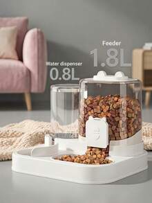 PETSIN Integrated Automatic Cat Food Feeder & Water Dispenser Set, Transparent, Easy Clean, Battery-Free, Large Capacity - Large Capacity - View 2