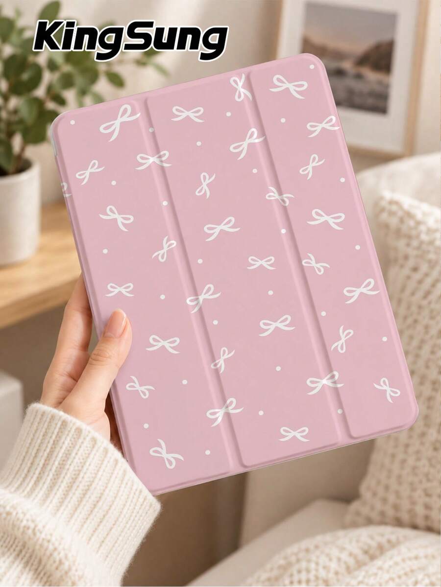 Kingsung 2026 Bow Minimalist Pattern Tablet Protective Case, Compatible With 7/8/9/10th Gen/Pro 12.9/Pro 11/11th Gen (A16), Galaxy Tab S6 Lite/Galaxy Tab A11+2025, Soft Shockproof Protection, Supports Smart Standby/Auto Wake/Sleep Function - Multicolor - View 1