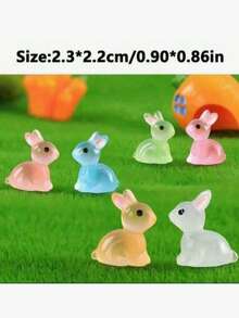 Small Glowing Rabbit Model, Home Decor, Suitable For Holiday Decoration, Potted Plants And Garden, Colorful Glowing Crystal Duck Statue, Ideal Gift For Christmas And Mother's Day - Multicolor - View 7