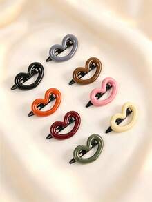 20pcs Random Color Sweet Heart Hair Clips, Cute Vintage Hair Ornaments - Suitable For Girls, For Daily Wear, Dates And Back-To-School Season - Multicolor - View 3