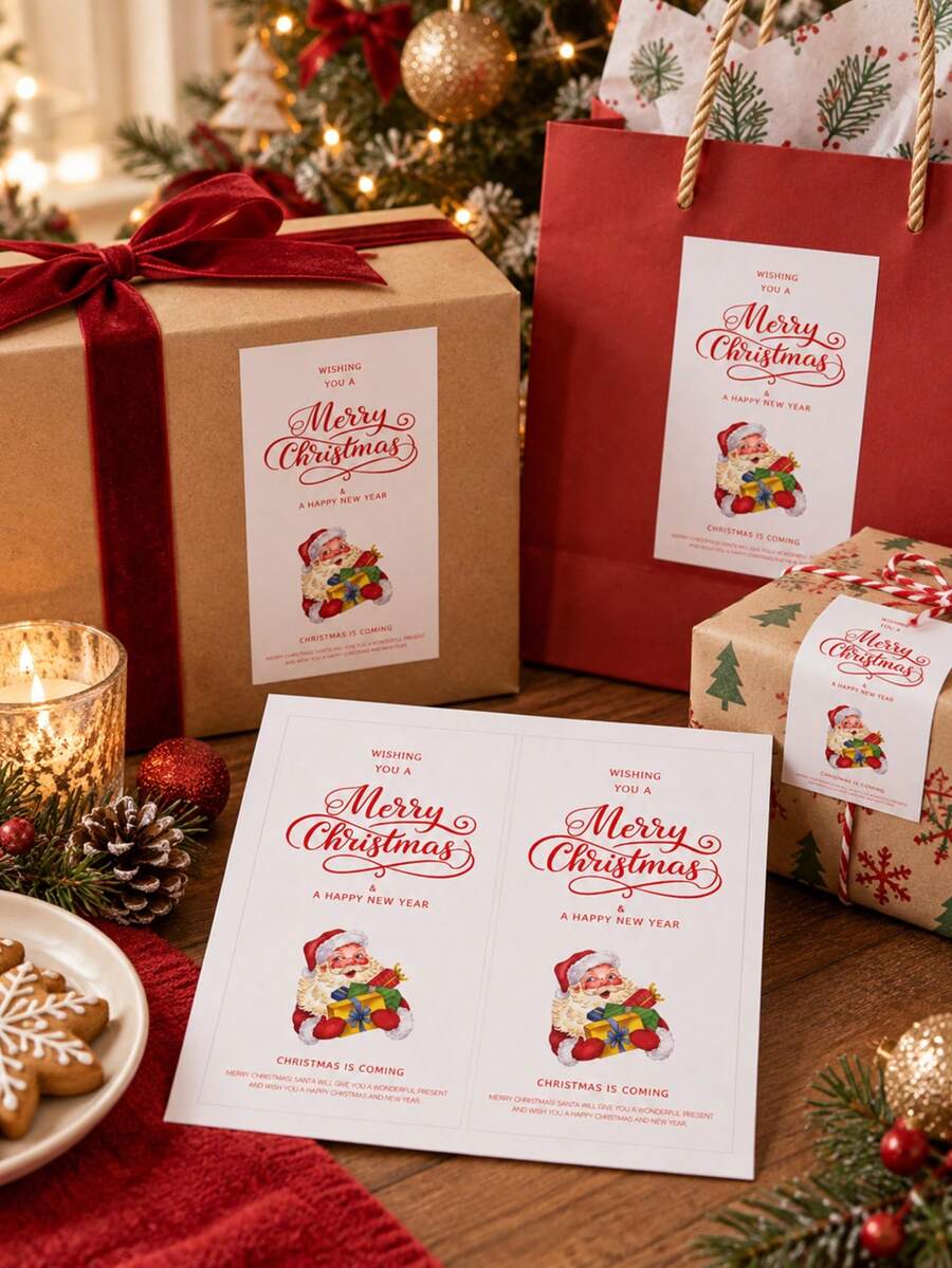 50 Buah Stiker Segel Kado Natal, Label Selamat Natal, Dekorasi Pembungkus Kado Liburan Meriah, Segel Kemasan Perekat, Perlengkapan Kotak Suvenir Pesta - MultiWarna - View 1