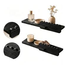 Wooden Wall-Mounted Display Shelf, Wavy Edge Floating Storage Rack, Home Decor, Bedroom Kitchen Bathroom Use, Wall Storage Organizer, Small Decorative Item Display Shelf - View 5