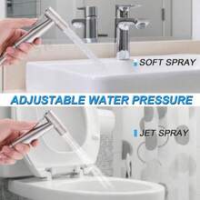 4pcs Stainless Steel Handheld Bidet Sprayer Set, Universal G1/2 Inlet, High Pressure Rinsing Sprayer, Bathroom Pressurized Handheld Bidet Sprayer, Adjustable Water Pressure - Spray Gun Set - View 3