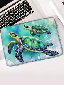 1pc Shark Sea Turtle Print Laptop Sleeve, Shockproof Zipper Notebook Protective Bag, Portable Computer Case For School Office Travel - Multicolor - View 11