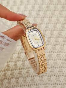 CARYINO-Women's Classic Fashion Small Square Watch, Sunburst Gradient Minimalist Dial, Designer Strap, Can View Time, Suitable For Daily, Holiday, Party, Wedding, Back To School, Christmas, Thanksgiving, Halloween, Easter And Other Occasions, Best Gift For Women - one-size - View 3
