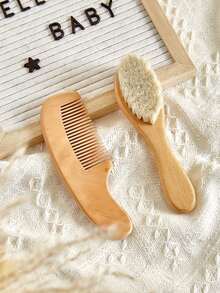 Soft Brush Set And Small Wooden Comb For Baby Hair Cleaning, Bathroom Cleaning Tools, Suitable For All Hair Types, Portable Dry Hair Care Set - Multicolor - View 6