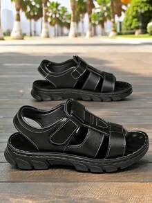 Sandalias para Hombre de Playa y Senderismo - Punta Abierta, Suela Blanda Antideslizante, Transpirables de Cierre de, Cómodas y Duraderas para Exteriores - Negro - Ver 6