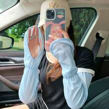 1Pair Women Long Sun Protection Arm Sleeves With Thumb Hole, UV Block Cooling Arm Covers, Breathable Lightweight Sleeves For Driving Cycling Outdoor - Mesh Gloves - View 12