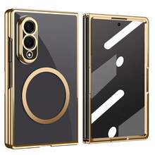 VIETAO 電鍍透明磁吸無線充電手機殼，適用於 Galaxy Z Fold 8 Ultra 7 6 5 4，時尚薄型手機保護殼，兼容 Duo，附鋼化玻璃螢幕保護貼 - 金色 - 查看 15