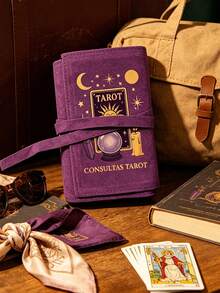 Vigour Summer Velvet Tarot Card Storage Bag, Printed With Gold Butterfly And Moon Pattern, Blue And Purple Dual-Color Design, Drawstring Closure, Soft Fabric Protective Cover, Portable Design, Can Be Used As Card Holder Or Storage Bag, Suitable For Storing Tarot Cards And Small Items. Christmas, Teacher's Day, Thanksgiving, Back To School, Dorm Gift Choice. - Multicolor - View 17