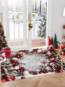 Christmas Colorful Ball Print Doormat, Non-Slip, Absorbent, Easy To Clean, Rectangular Entryway Mat, Christmas Winter Holiday Decor Foot Mat - Multicolor - View 11