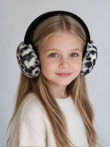 1pc Kids Leopard Print Faux Fur Earmuffs, Foldable Fluffy Winter Ear Warmers, Windproof Outdoor Ear Covers For Girls - Multicolor - View 10